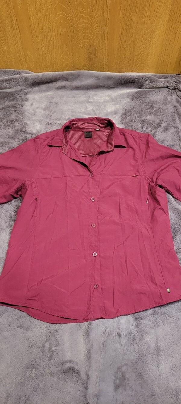 REI Womens Button Up Hiking Shirt Size XL Pink UPF 30+ Nylon Long Sleeve Travel